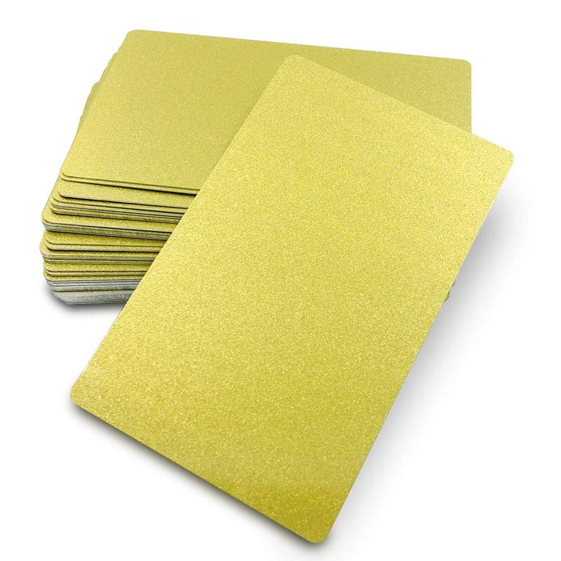 ebamaz 50pcs Thick 0.45mm Sublimation Metal Business Cards Aluminum Blanks 3.4x2.1X0.018 inch for Color Print Laser Engrave (Pearl Golden) - Image 1